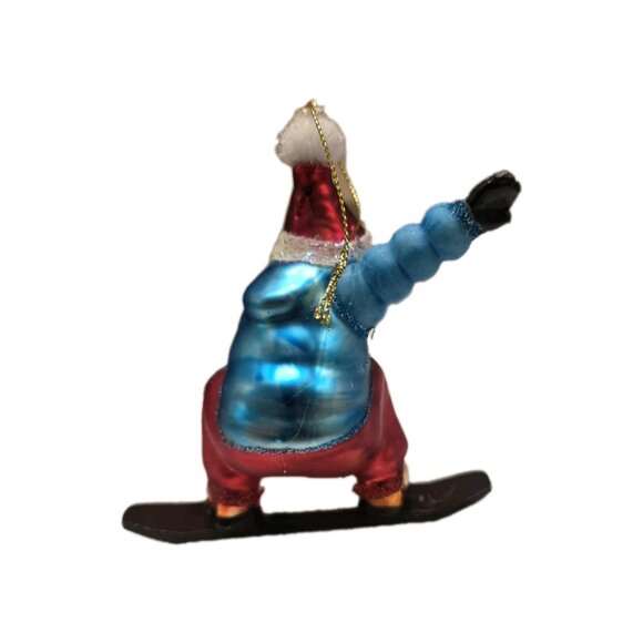 New Multi Color Glass Santa Claus Snowboarding Christmas Tree Ornament Decor - Picture 3 of 3